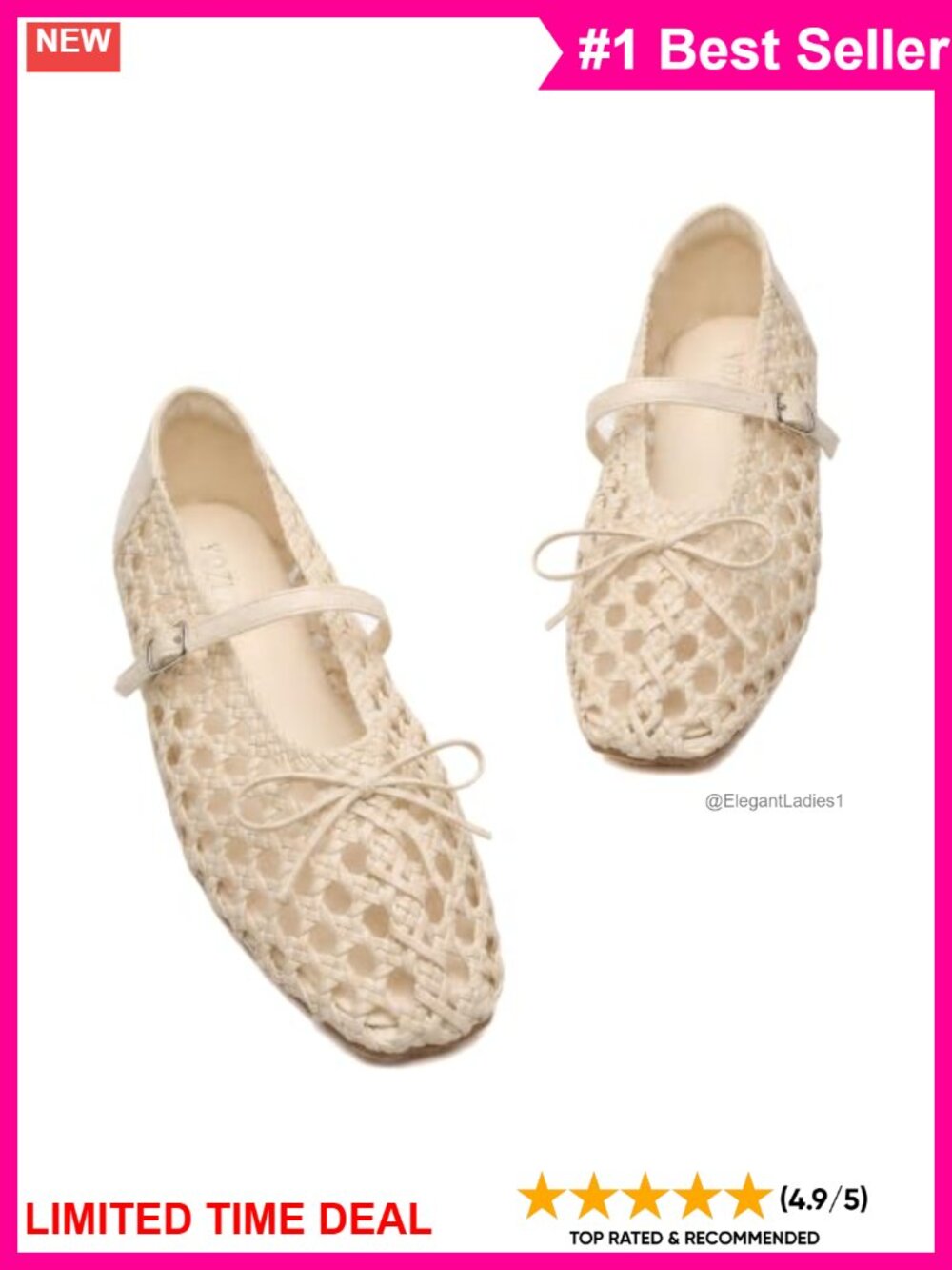 Woven Mary Jane Ballet Flats Buckle Strap Memory Foam Women